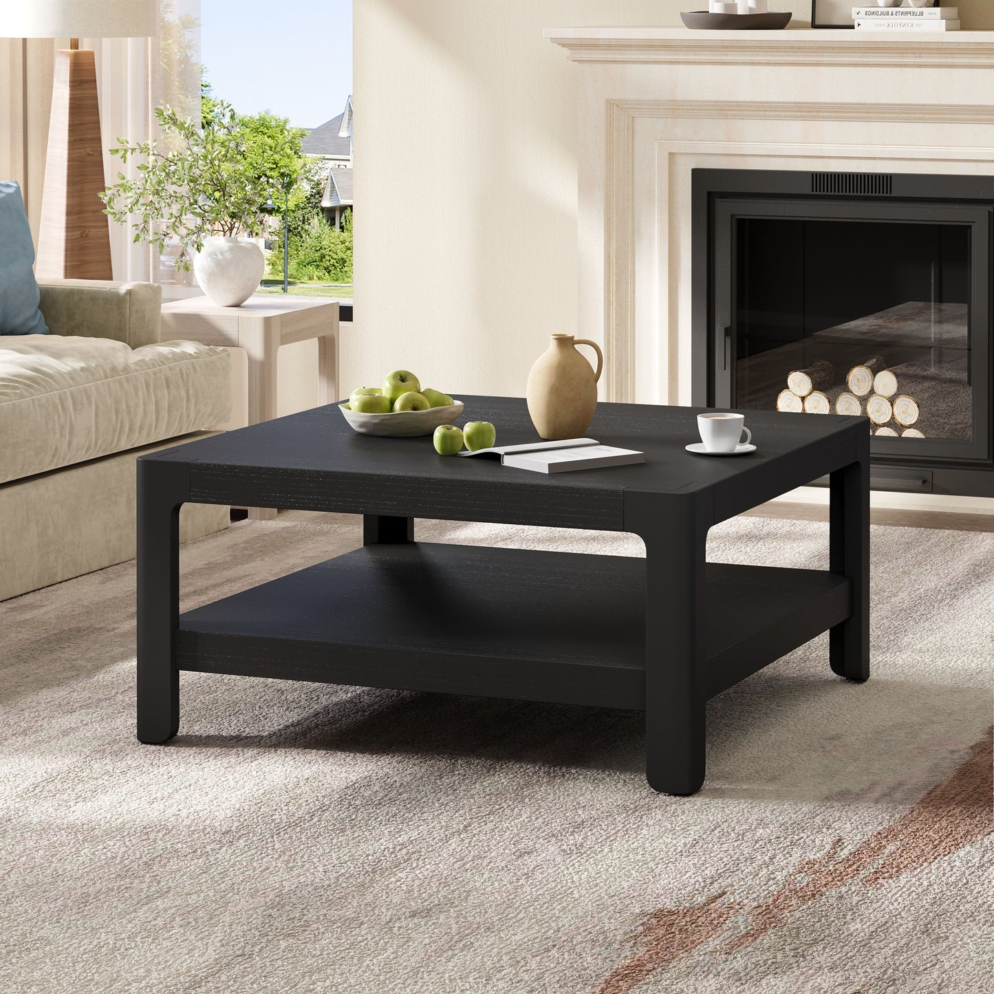 Modern Farmhouse Coffee Table with Soft Rounded Profile, Perfect for Living Room & Lounge - SolidRoot Buy Furniture USA