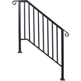 Handrails for Outdoor Steps, Fit 3 or 4 Steps Outdoor Stair Railing, Picket#3 Wrought Iron Handrail, Flexible Porch Railing, Black Transitional Handrails for Concrete Steps or Wooden Stairs SolidRoot Buy Furniture USA
