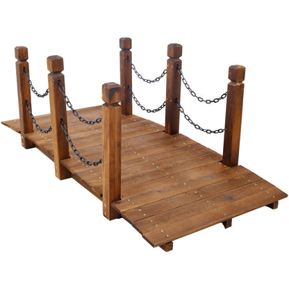 Wooden Arc Footbridge with Chain Railings for Backyard Creek, Brown Stained, Easy to Assemble, 5 FT SolidRoot Buy Furniture USA