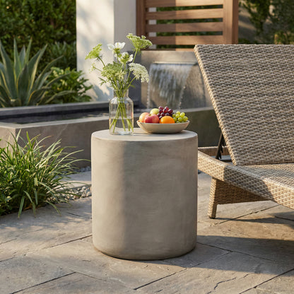 Outdoor LightWeight Concrete Side Table,MGO End Table ,Light Gray SolidRoot Buy Furniture USA