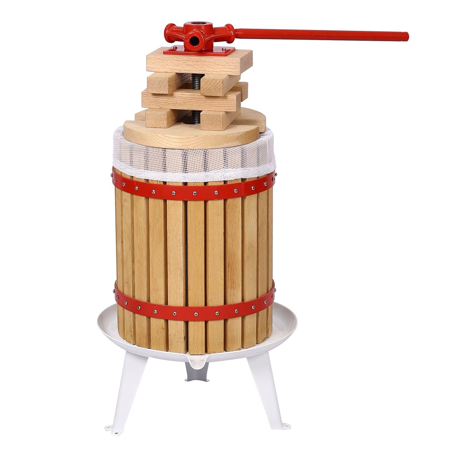 Natural Oak Fruit Wine Press 4.8 Gallon 18L Metal & Wood Large Capacity SolidRoot Buy Furniture USA