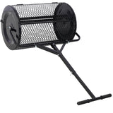 Peat Moss Spreader 24inch,Compost Spreader Metal Mesh,T shaped Handle for planting seeding,Lawn and Garden Care Manure Spreaders Roller,heavy duty balck SolidRoot Buy Furniture USA