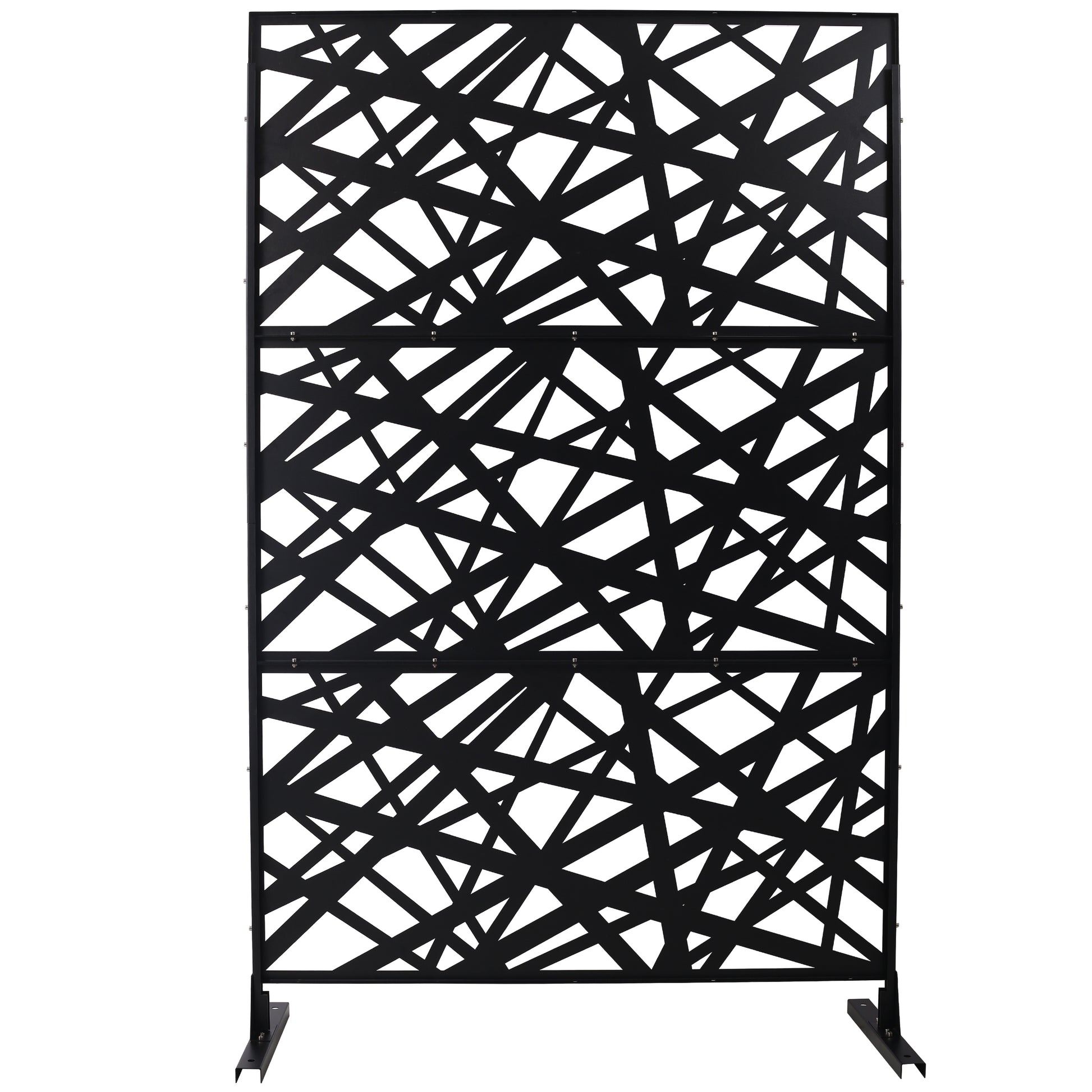 Outdoor & Indoor Privacy Screen Metal Privacy Screen 76' H×48' W, Freestanding Decorative Privacy Screen for Deck Balcony Patio, Privacy Fence Panels for Outside Lawn Garden PS117 BLACK SolidRoot Buy Furniture USA
