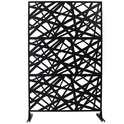 Outdoor & Indoor Privacy Screen Metal Privacy Screen 76' H×48' W, Freestanding Decorative Privacy Screen for Deck Balcony Patio, Privacy Fence Panels for Outside Lawn Garden PS117 BLACK SolidRoot Buy Furniture USA