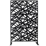 Outdoor & Indoor Privacy Screen Metal Privacy Screen 76' H×48' W, Freestanding Decorative Privacy Screen for Deck Balcony Patio, Privacy Fence Panels for Outside Lawn Garden PS117 BLACK SolidRoot Buy Furniture USA