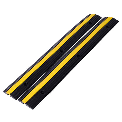 Cable Protector Ramp Rubber Speed Bumps 2 Pack of 1 Channel 6600Lbs Load Capacity with 12 Bolts Spike for Asphalt Concrete Gravel Driveway (1 Channel, 2 Pack) SolidRoot Buy Furniture USA