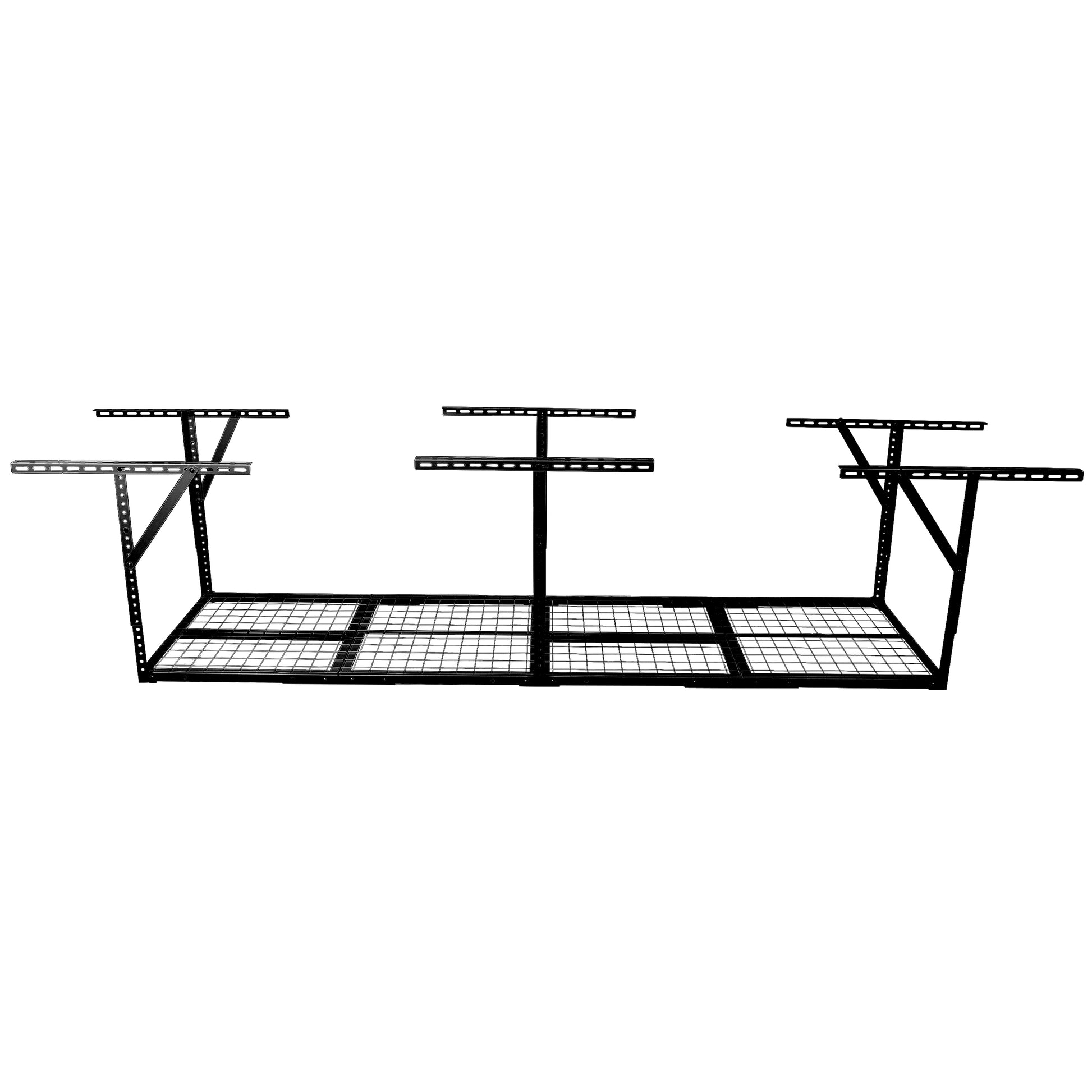 4x8ft Overhead Garage Storage Rack, Heavy-Duty Metal Garage Ceiling Storage Rack, 22''-40' Adjustable Ceiling Drop-Down, 600 lb. Loading Weight Capacity, Black Color SolidRoot Buy Furniture USA