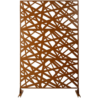 Outdoor & Indoor Privacy Screen Metal Privacy Screen 76' H×48' W, Freestanding Decorative Privacy Screen for Deck Balcony Patio, Privacy Fence Panels for Outside Lawn Garden PS117 BROWN SolidRoot Buy Furniture USA