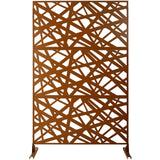Outdoor & Indoor Privacy Screen Metal Privacy Screen 76' H×48' W, Freestanding Decorative Privacy Screen for Deck Balcony Patio, Privacy Fence Panels for Outside Lawn Garden PS117 BROWN SolidRoot Buy Furniture USA