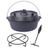 Pre-Seasoned Cast Iron Dutch Oven With Skillet Lid, Outdoor Camping Deep Pot for Camping Fireplace Cooking BBQ Baking Campfire, With Iron Pot Rack, 12 Quart SolidRoot Buy Furniture USA