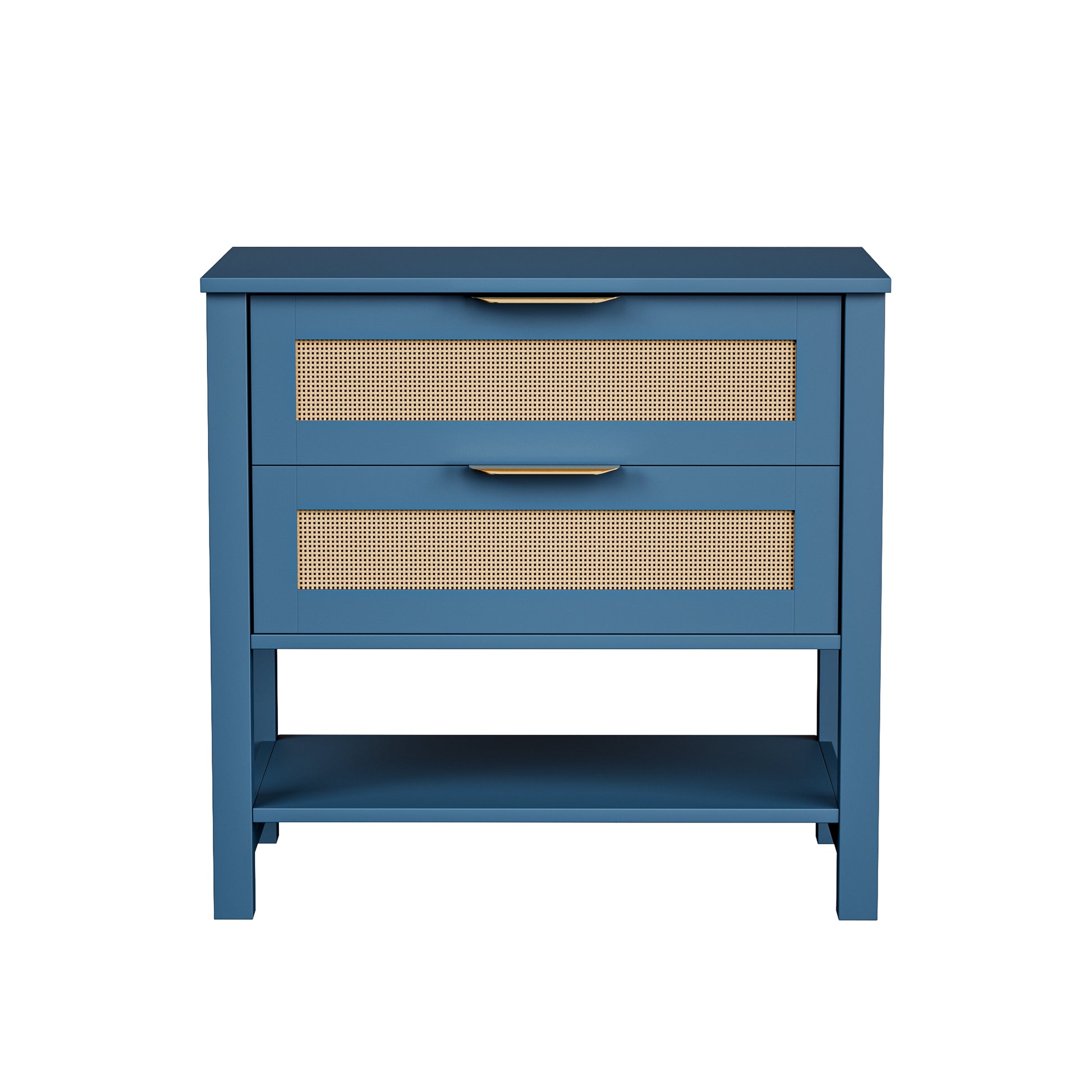 Rattan Nightstand with 2 Drawers and Storage Shelf Boho Bedside Narrow Side Table for Bedroom SolidRoot Buy Furniture USA