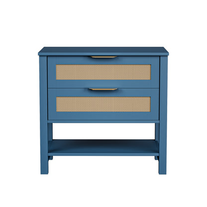 Rattan Nightstand with 2 Drawers and Storage Shelf Boho Bedside Narrow Side Table for Bedroom SolidRoot Buy Furniture USA