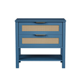 Rattan Nightstand with 2 Drawers and Storage Shelf Boho Bedside Narrow Side Table for Bedroom SolidRoot Buy Furniture USA