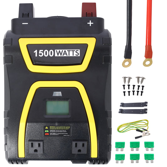 1500 Watts Power Inverter Modified Sine Wave Car LED Display , Portable AC Power Emergencies, Job Sites, Trucks Boats Off Grid RV Camping,12V to 115 Volts SolidRoot Buy Furniture USA