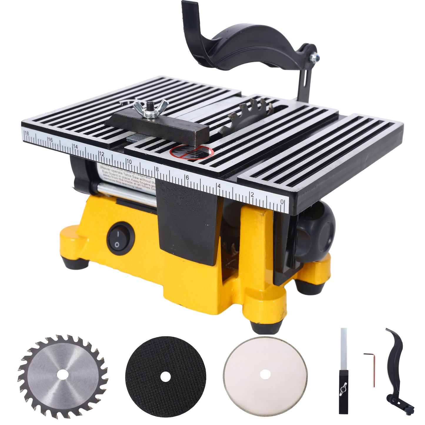 4' 90W Mini Table Saw Top Cut Off Miter Saw Multifunctional Desktop Saws w/ 3 Blades for Precision Cut Metal Wood Frame Molding SolidRoot Buy Furniture USA