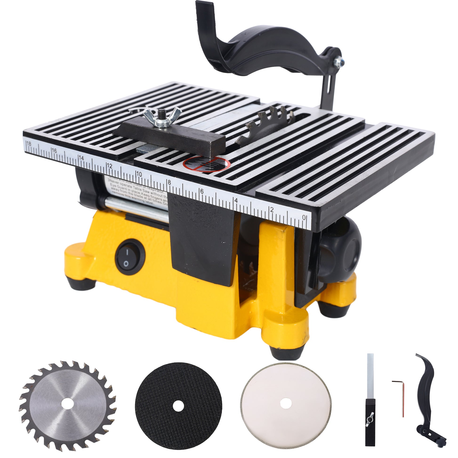 4' 90W Mini Table Saw Top Cut Off Miter Saw Multifunctional Desktop Saws w/ 3 Blades for Precision Cut Metal Wood Frame Molding SolidRoot Buy Furniture USA