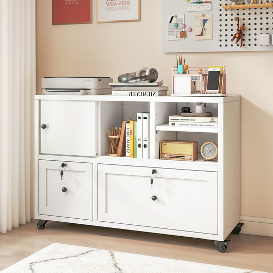28'H White Metal Filing Cabinet with Lock – 3-Drawer File Cabinet for Home Office, Rolling Lateral Storage with Anti-Tip Kit, Full-Extension Quiet Slides, Holds A4/Legal/Letter Files, Easy Assembly SolidRoot Buy Furniture USA