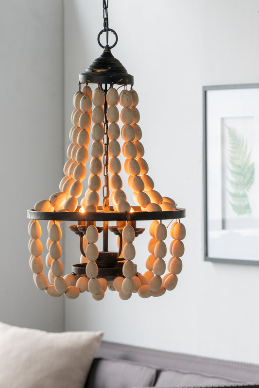 D18.9x33.1' Large Beaded 4-Light Chandelier, Vintage Style Hanging Light Fixture for Kitchen Dining Room Foyer Entryway, Bulb Not Included SolidRoot Buy Furniture USA