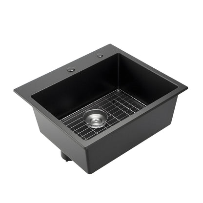 25 inch Granite Kitchen Sink Top Mount Single Bowl Drop-In Basin for RV Bar - SolidRoot Buy Furniture USA