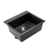 25 inch Granite Kitchen Sink Top Mount Single Bowl Drop-In Basin for RV Bar - SolidRoot Buy Furniture USA