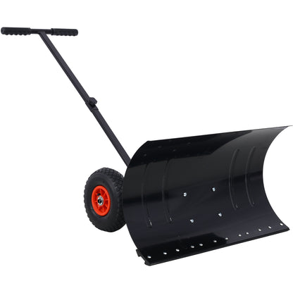 Snow Shovel with Wheels, Snow Pusher, Cushioned Adjustable Angle Handle Snow Removal Tool, 29' Blade, 10' Wheels,black color SolidRoot Buy Furniture USA