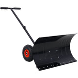Snow Shovel with Wheels, Snow Pusher, Cushioned Adjustable Angle Handle Snow Removal Tool, 29' Blade, 10' Wheels,black color SolidRoot Buy Furniture USA