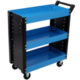 3 Tier Rolling Tool Cart on Wheels,Heavy Duty Utility Tool Cart with Pegboard for Repair Shop, Garage, Warehouse,Blue SolidRoot Buy Furniture USA