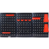 Pegboard Wall Organizer, 4ft Metal Garage Pegboard Tool Organizer w/3 Pegboards, Drill Bit Rack, Wrench Rack, Hooks Accessories, Wall-Mounted Tool Storage Pegboard for Workshop Warehouse, Black SolidRoot Buy Furniture USA