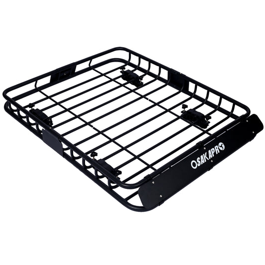 Motoring Rooftop Cargo Carrier Basket Black Steel 42' Universal Fit Roof Rack SolidRoot Buy Furniture USA