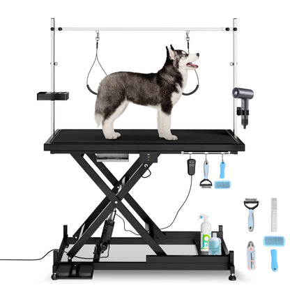 Update electric pet grooming table, 110V/220V professional groomer recommend super Deluxe electric pet grooming table, height adjust from 8 up to 36inch BLACK COLOR - SolidRoot Buy Furniture USA