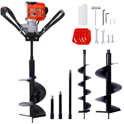 V-Type 52CC 2 Stroke Gas Post Hole Digger One Man Auger EPA Machine Plant Soil Digging Fence withHole Digger Replacement Auger Bits L6'+L10'+L12' DRILL BITS+EXT ROD KITS SolidRoot Buy Furniture USA