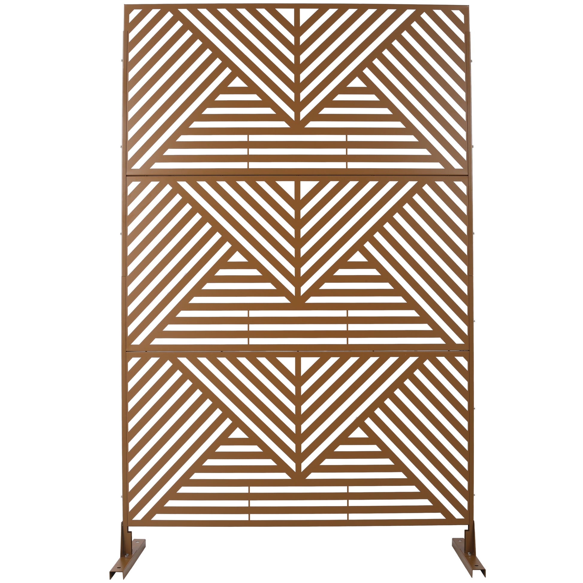 Freestanding Decorative Privacy Screen for Deck Balcony Patio, Metal Privacy Screen 76' H×48' W, Brown SolidRoot Buy Furniture USA