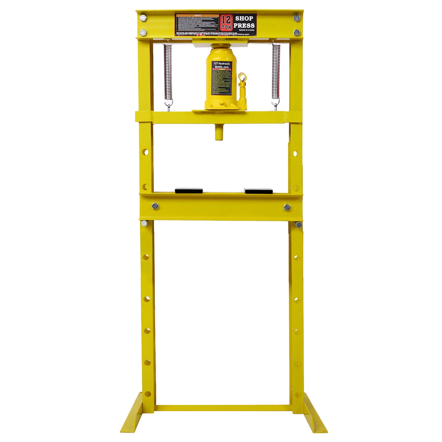 Hydraulic Shop Press ,12-Ton Capacity , Floor Mount ,with Press Plates, H-Frame Garage Floor Press, Adjustable Working Table Height, ,yellow SolidRoot Buy Furniture USA