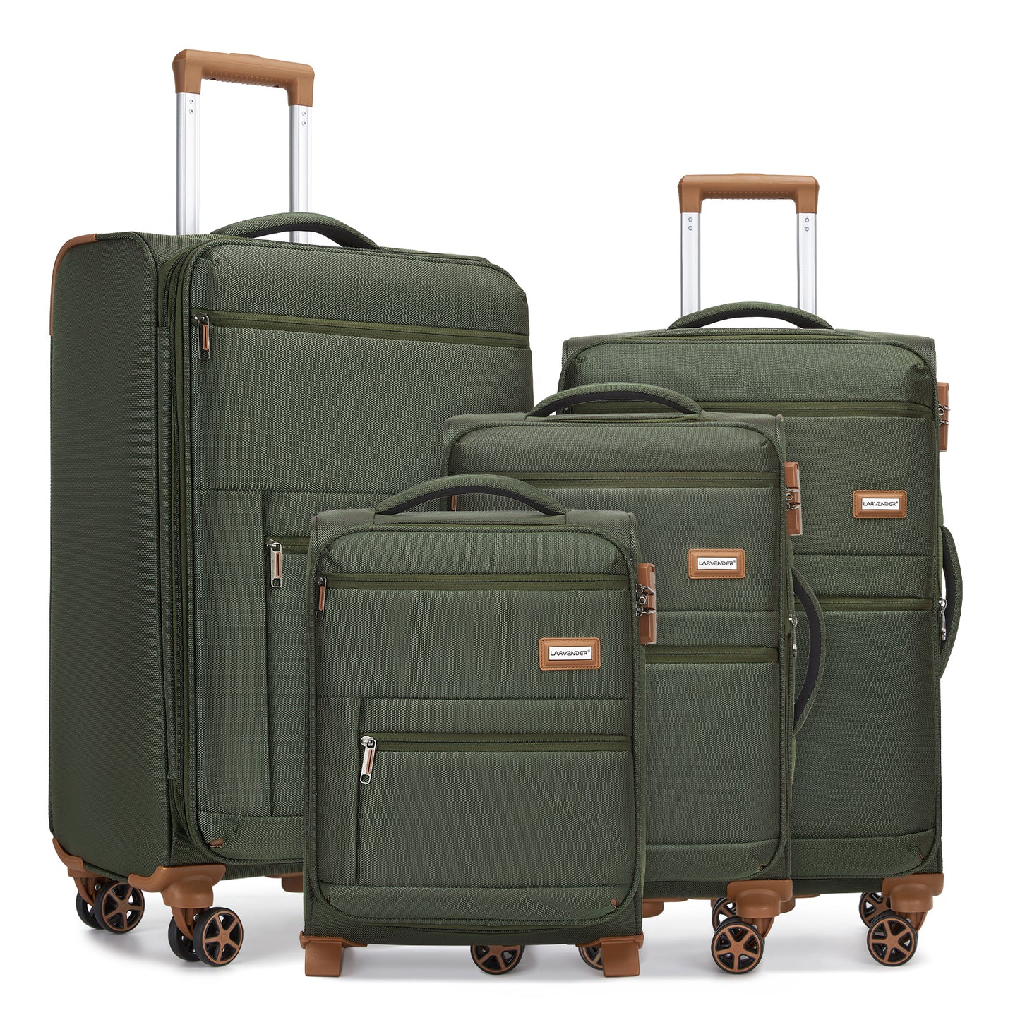 Luggage Sets 4 Piece, Softsied Suitcases with Spinner Wheels, Army Green - SolidRoot Buy Furniture USA
