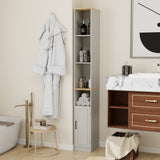 72' Tall Slim Storage Cabinet, 6-Tier Narrow Freestanding Bathroom Cabinet with 1 Door and 2 Adjustable Shelves, Bookcase Display Storage Shelves, Cube CD DVD Storage Cabinet-Antique White SolidRoot Buy Furniture USA
