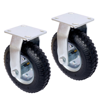 2PCS 8IN CASTER pneumatic tire rigrid, Caster Wheel, Rigid Plate, Steel Hub with Ball Bearings, 5/8-Inch Bore Centered Axle -black SolidRoot Buy Furniture USA