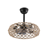 19' Hemp Rope Woven Ceiling Fan with 4 bulbs, Dimmable, 7 Blades, Reversible DC motor.