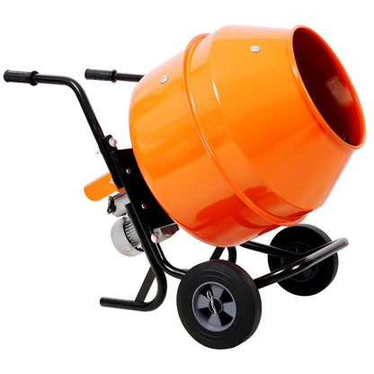 5CUFT(150L) horizontal portable cement mixer,Wheel Barrow Portable Cement Concrete Mixer 110V-60HZ,orange color , CSA Certificated SolidRoot Buy Furniture USA