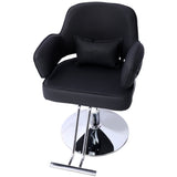 Black Salon Chair with Classic Round Base - Heavy Duty Wide Seat Hydraulic Styling Chair for Hair Stylists SolidRoot Buy Furniture USA