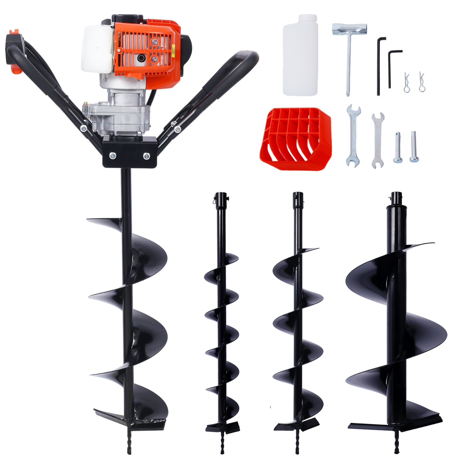 V-Type 52CC 2 Stroke Gas Post Hole Digger One Man Auger EPA Machine Plant Soil Digging Fence withHole Digger Replacement Auger Bits L4'+L6'+L8'+L12' SolidRoot Buy Furniture USA