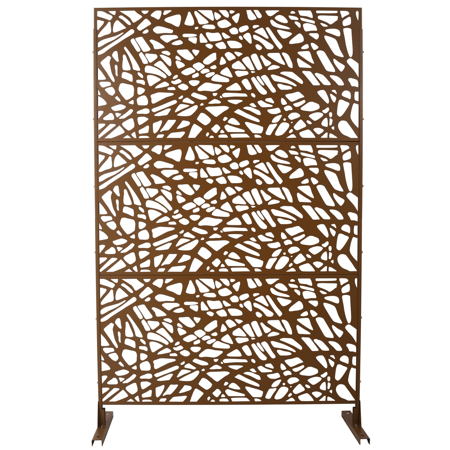 Outdoor & Indoor Metal Privacy Screen Freestanding Decorative Privacy Screen 76' H x 48' W, Privacy Fence Panels for Deck Balcony Patio Garden, Brown SolidRoot Buy Furniture USA