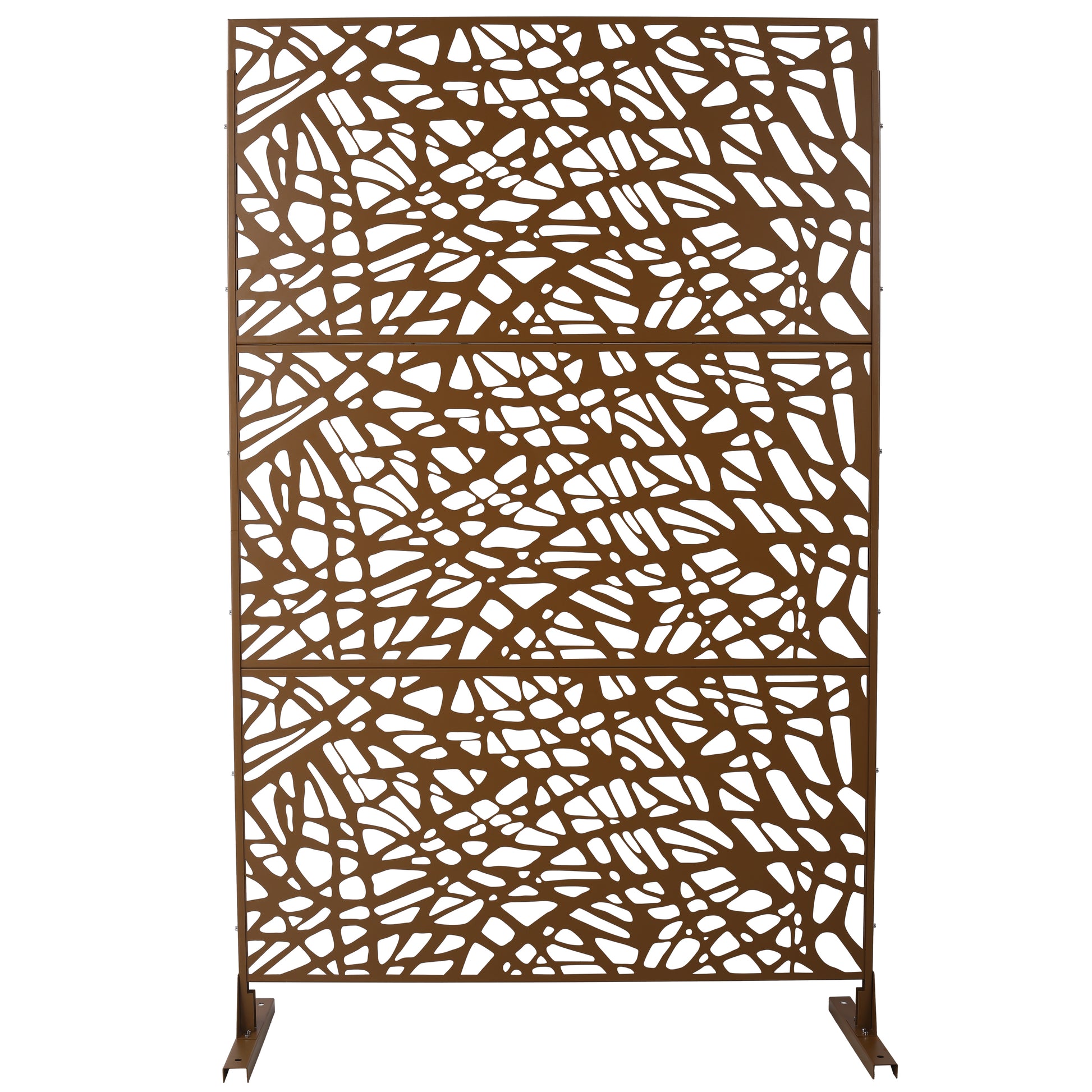 Outdoor & Indoor Metal Privacy Screen Freestanding Decorative Privacy Screen 76' H x 48' W, Privacy Fence Panels for Deck Balcony Patio Garden, Brown SolidRoot Buy Furniture USA