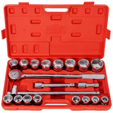 21PCS 3/4' DRIVE SOCKET SET 6 POINTS,SAE Size,Red Blow Case SolidRoot Buy Furniture USA