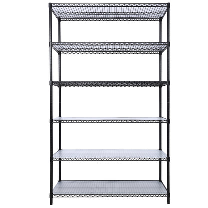 6-Tier Heavy Duty Black Wire Shelving Unit with Wheels (6000 lbs Capacity), NSF Certified Commercial Metal Storage Rack with Shelf Liners, Adjustable Utility Organizer - 48'L x 20'D x 84'H SolidRoot Buy Furniture USA