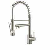 Kitchen Faucet with Pull Down Sprayer, Touch On Single Handle 2- Function Stainless Steel Spring Neck, Single Hole Installation for Residential, Commercial, RV, Bar & More, Brushed Nickel