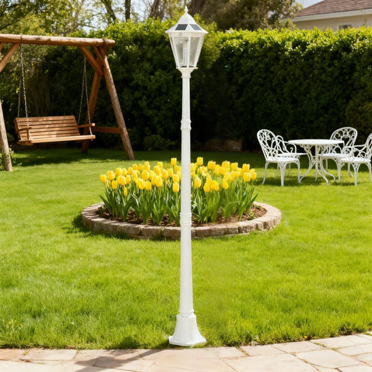 Waterproof Aluminum Outdoor Vintage Street Lamp,Solar Lamp Post Light,Adjustable Brightness, for Garden,Lawn,Pathway,Driveway