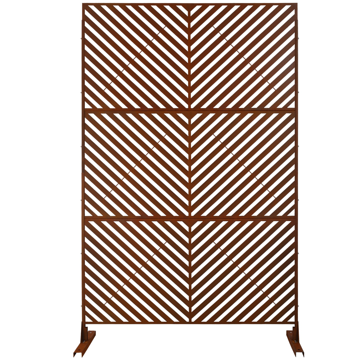 Outdoor & Indoor Privacy Screen Metal Privacy Screen 76' H×48' W, Freestanding Decorative Privacy Screen for Deck Balcony Patio, Privacy Fence Panels for Outside Lawn Garden PS113 RUSTY SolidRoot Buy Furniture USA