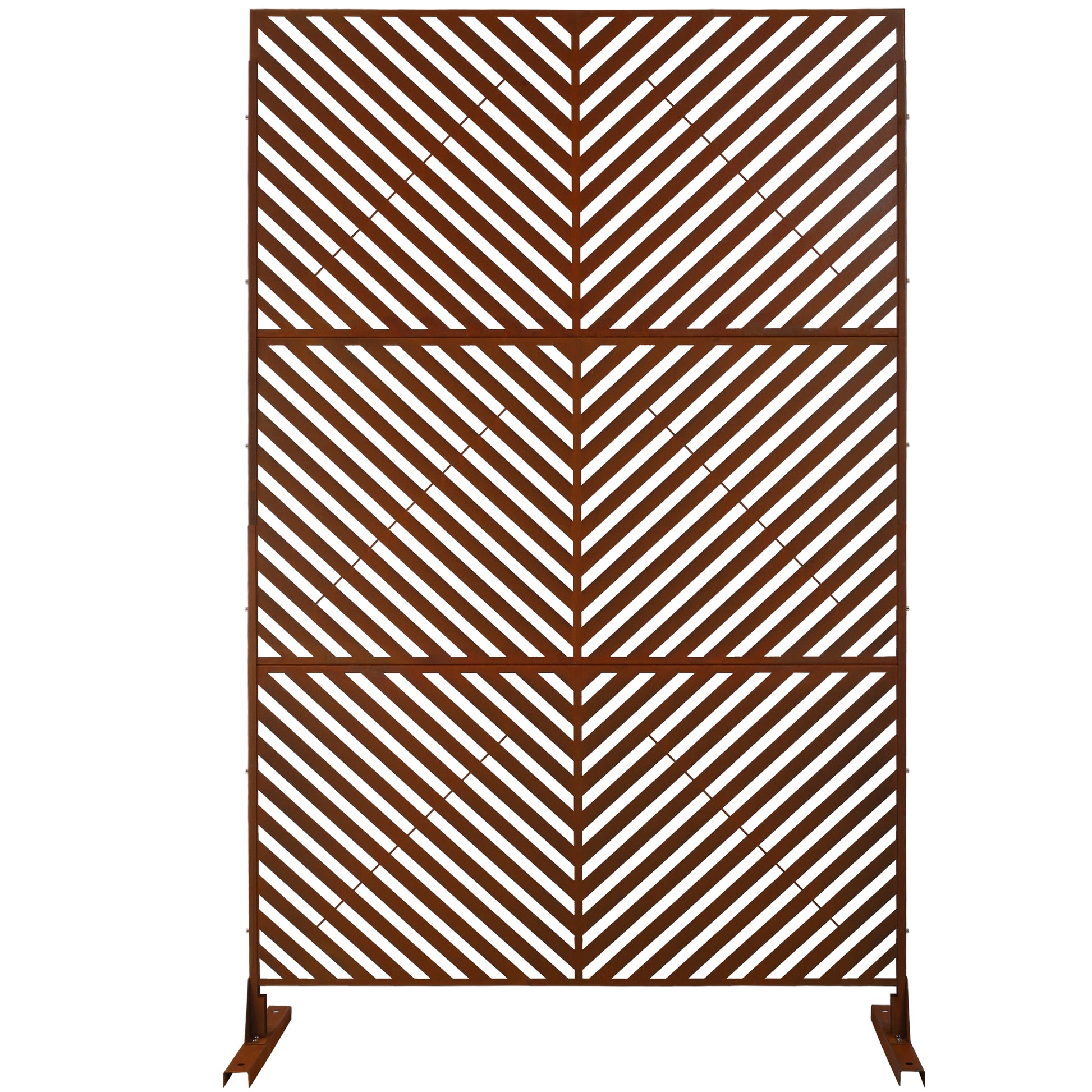 Outdoor & Indoor Privacy Screen Metal Privacy Screen 76' H×48' W, Freestanding Decorative Privacy Screen for Deck Balcony Patio, Privacy Fence Panels for Outside Lawn Garden PS113 RUSTY SolidRoot Buy Furniture USA