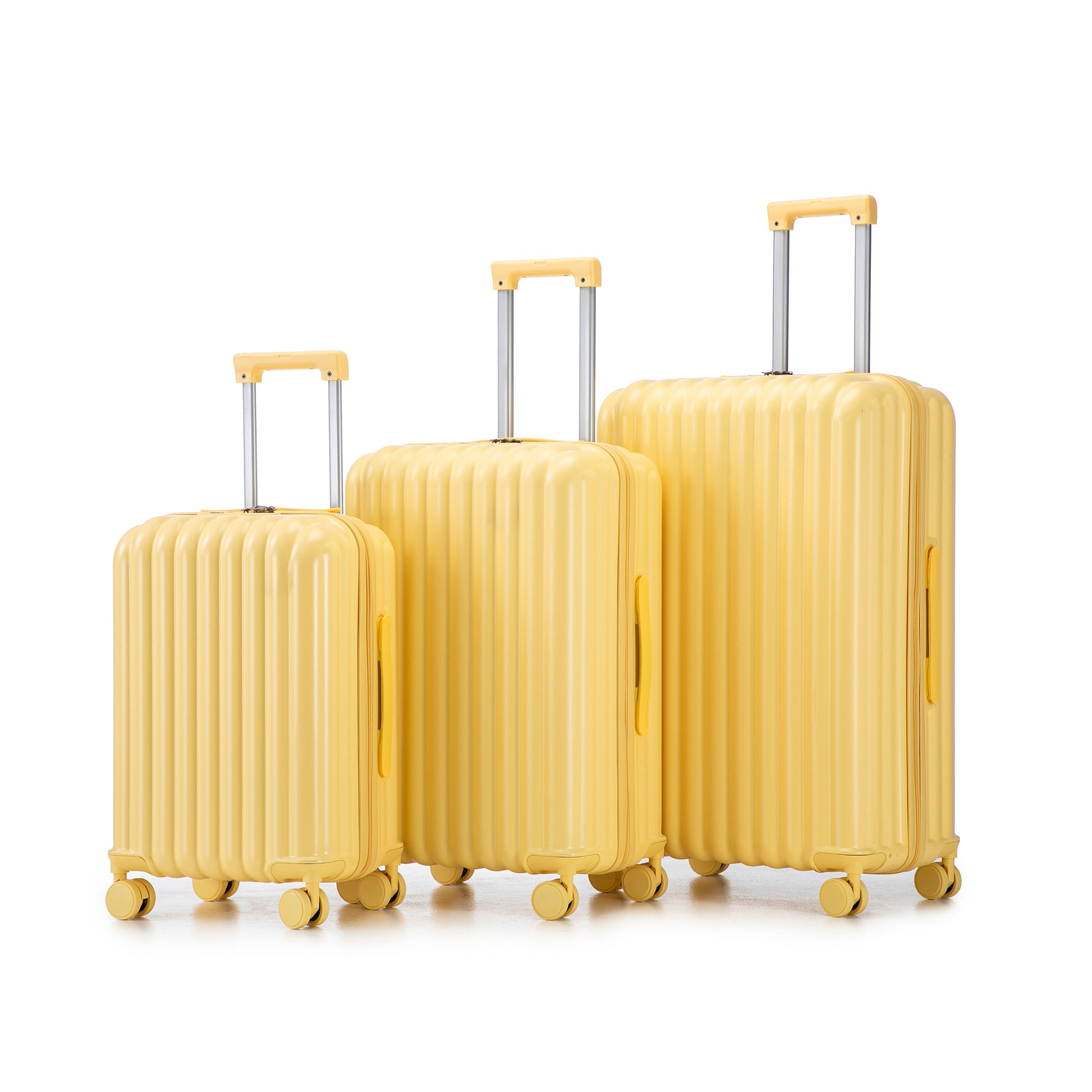 20'/24'/28' 3 pcs/set in ABS Spinner Wheel Luggage, Carry on Suitcase, with Cup Holder & USB Port & Phone Holder (Yellow) SolidRoot Buy Furniture USA