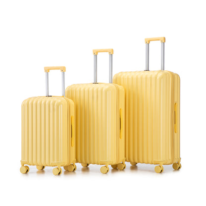 20'/24'/28' 3 pcs/set in ABS Spinner Wheel Luggage, Carry on Suitcase, with Cup Holder & USB Port & Phone Holder (Yellow) SolidRoot Buy Furniture USA